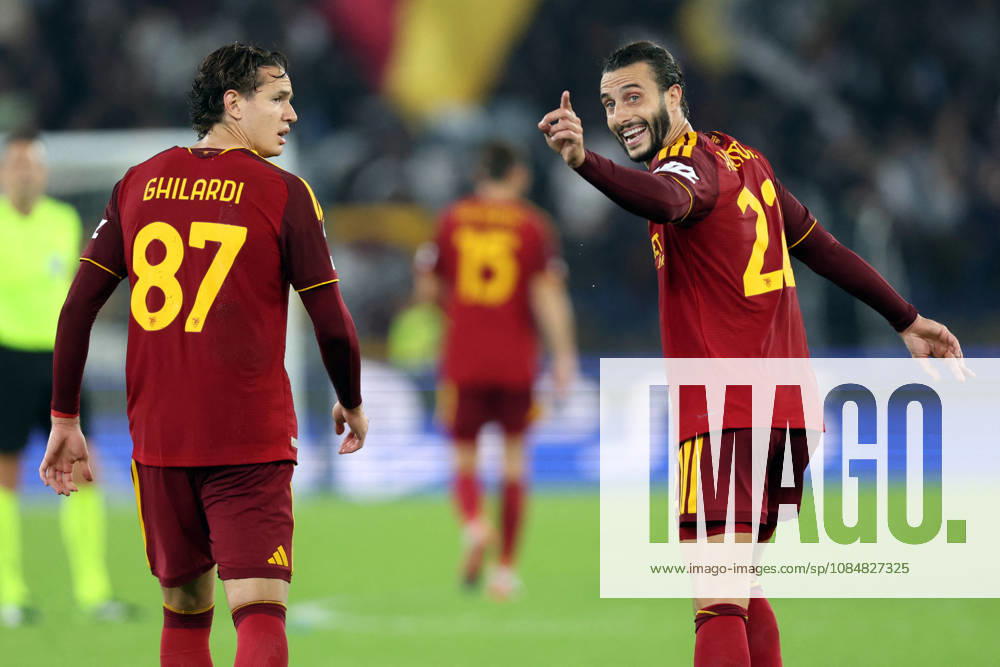 SOCCER - UEFA Champions League - AS Roma vs. Slovan Bratislava Photo by IPA ABACAPRESS.COM89963785 - Rome, Italy - October 20, 2026: Daniele Ghilardi (center back) of AS Roma and Mario Hermoso (center back) of AS Roma in action during the 2026-2027 UEFA Champions League soccer match between AS Roma and SLOVAN BRATISLAVA at the Olympic Stadium in Rome. Roma Italy