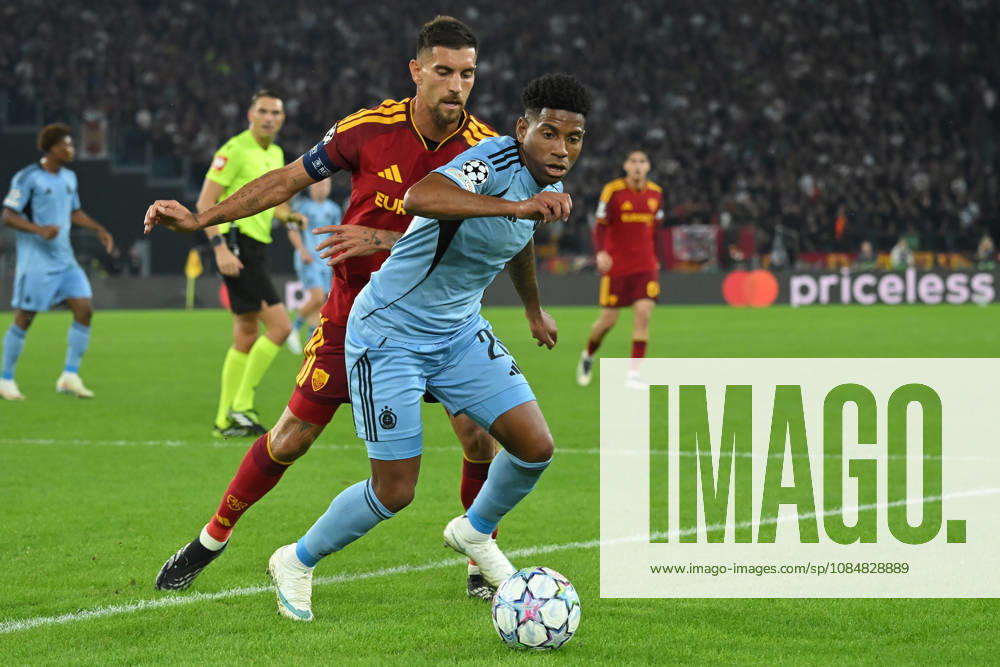 2026,Roma-Slovan Bratislava Cesar Blackman of Slovan Bratislava,Lorenzo Pellegrini of Roma during the Champions League match Championship phase Matchday 3 Roma-Slovan Bratislava at the Stadio Olimpico. Rome (Italy), October 20, 2026 during the Champions League match Championship phase Matchday 3 Roma-Slovan Bratislava at the Stadio Olimpico. Rome (Italy), October 20, 2026 Imago-images Emmefoto