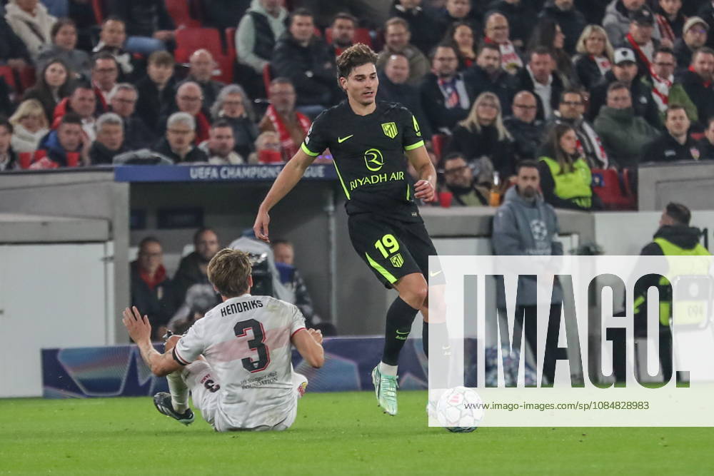 Stuttgart 20.10.2026. Pilka nozna Liga Mistrzow UEFA sezon 2026 2027 kolejka 3 mecz: VfB Stuttgart - Atletico Madryt --- Football UEFA Champions League season 2025 2026 round 3 match: VfB Stuttgart - Atletico de Madrid nz Julian Alvarez Fot. Kacper Staniec NEWSPIX.PL --- newspix.pl