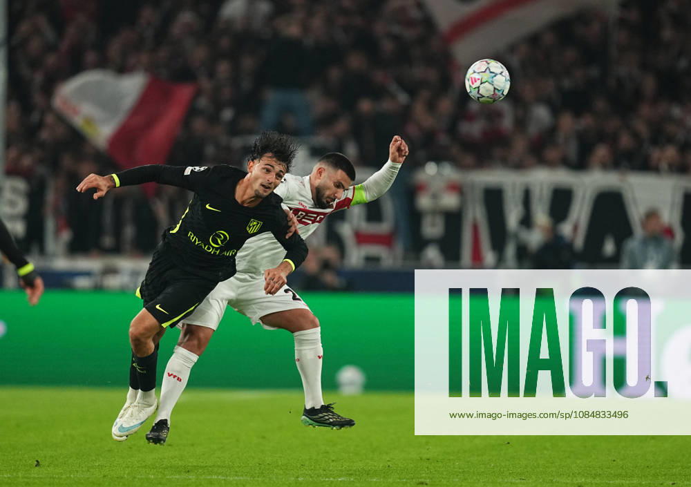 Marc Pubill (Atleti) and Deniz Undav (VFB Stuttgart) during VfB Stuttgart and Atlético Madrid, League Phase UEFA Champions League, at MHPArena, Stuttgart, Germany on October 20, 2026. DeFodi Images. -