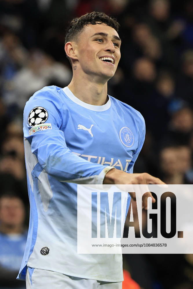 Manchester City v AEK Athens, Champions League Phil Foden (47) of Manchester City celebrates scoring to make it 4-1 during the Champions League match between Manchester City and AEK Athens at the Etihad Stadium, Manchester, UK on 20 October 2026. Manchester Etihad Stadium Manchester UK Editorial use only ,