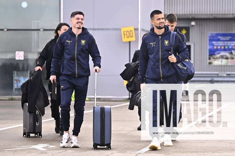 FC Midtjylland v Sint-Truidense VV - UEFA Conference League Media Activities 21 10 2026 LIEGE, BELGIUM - OCTOBER 21 : Muja Arbnor forward of Sint-Truidense VV and Musliu Visar defender of Sint-Truidense VV pictured at the Liege airport before departure for the UEFA Conference League 2026 27 League Phase matchday 2 match between FC Midtjylland and Sint-Truidense VV on October 21, 2026 in Liege, Belgium, 21 10 2026 Liege Belgium