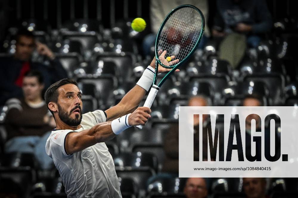 Damir Dzumhur of Bosnia and Herzegovina pictured in action during the European Open ATP, Tennis Herren tennis tournament in Brussels, on 21 October. This year s edition of the tournament is taking place from 17 to 25 October DAVIDxPINTENS x190475678x