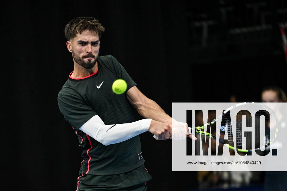 Dino Prizmic of Croatia pictured in action during the European Open ATP, Tennis Herren tennis tournament in Brussels, on 21 October. This year s edition of the tournament is taking place from 17 to 25 October DAVIDxPINTENS x190475777x