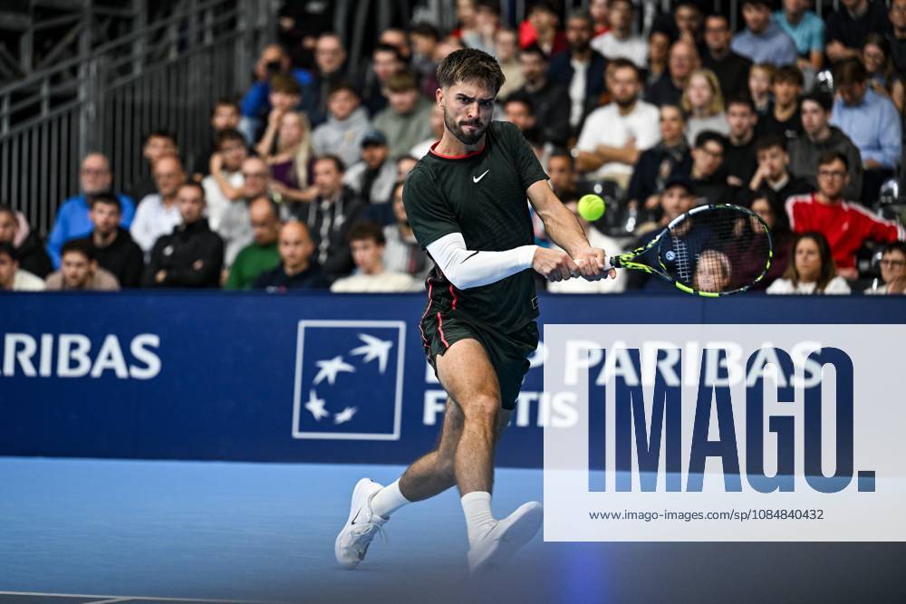 Dino Prizmic of Croatia pictured in action during the European Open ATP, Tennis Herren tennis tournament in Brussels, on 21 October. This year s edition of the tournament is taking place from 17 to 25 October DAVIDxPINTENS x190475786x