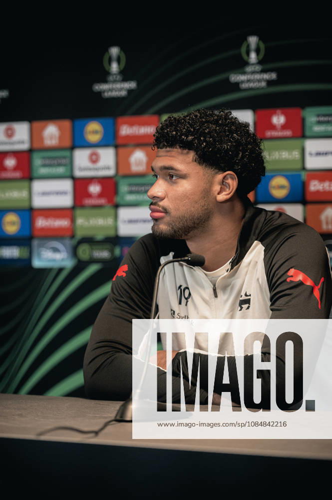 FC Midtjylland press conference, PK, Pressekonferenz - UEFA Conference League Herning, Denmark - October 21: Head coach Mike Tullberg and Pedro Bravo during a press conference ahead of a match between FC Midtjylland and St. Truidense in UEFA Conference League at MCH Arena Herning MCH Arena Denmark