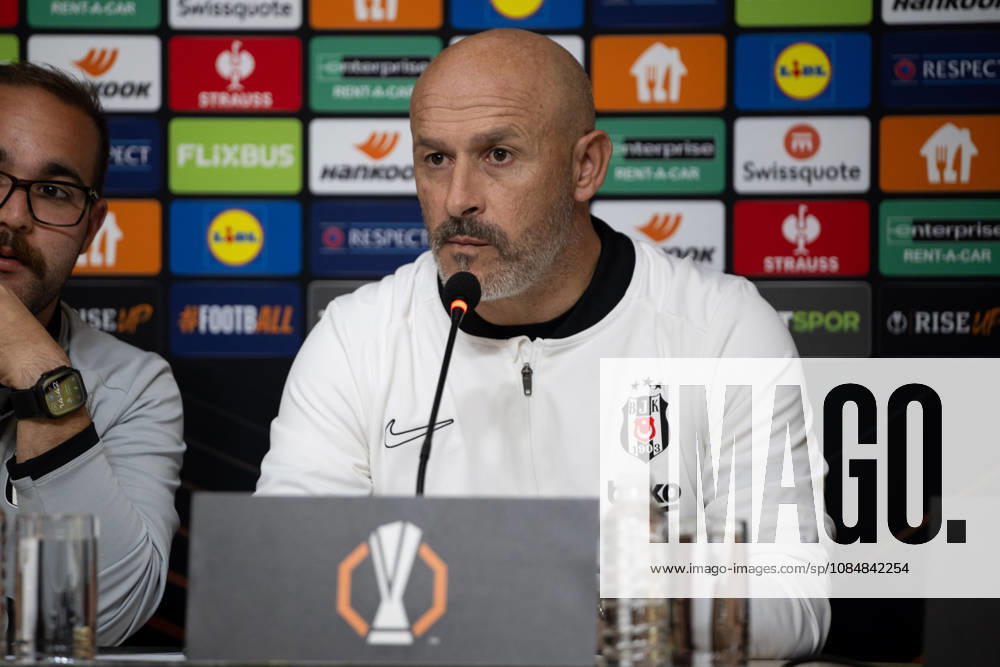 Besiktas hold press conference, PK, Pressekonferenz ahead of UEFA Europa League match with Crystal Palace ISTANBUL, TURKIYE - OCTOBER 21: Besiktas head coach Vincenzo Italiano speaks during a press conference alongside Wilfred Ndidi at BJK Nevzat Demir Training Facilities in Istanbul, Turkiye, on October 21, 2026, ahead of their UEFA Europa League Matchday 3 clash against Crystal Palace. Celal Gunes Anadolu Istanbul Turkey. Editorial use only. Please get in touch for any other usage.