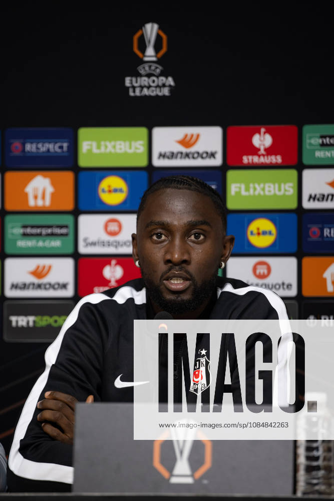 Besiktas hold press conference, PK, Pressekonferenz ahead of UEFA Europa League match with Crystal Palace ISTANBUL, TURKIYE - OCTOBER 21: Besiktas midfielder Wilfred Ndidi speaks during a press conference alongside head coach Vincenzo Italiano at BJK Nevzat Demir Training Facilities in Istanbul, Turkiye, on October 21, 2026, ahead of their UEFA Europa League Matchday 3 clash against Crystal Palace. Celal Gunes Anadolu Istanbul Turkey. Editorial use only. Please get in touch for any other usage.