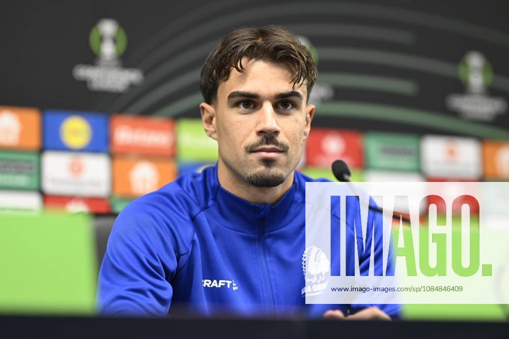 SC Braga v KAA Gent - UEFA Conference League Media Activities 21 10 2026 BRAGA, PORTUGAL - OCTOBER 21 : Tiago Alves Araujo Felipe defender of KAA Gent speaking with the media during a pre-match press conference, PK, Pressekonferenz ahead of the UEFA Conference League 2026 27 League Phase matchday 2 match between SC Braga and KAA Gent on October 21, 2026 in Braga, Portugal, 21 10 2026 Braga Portugal
