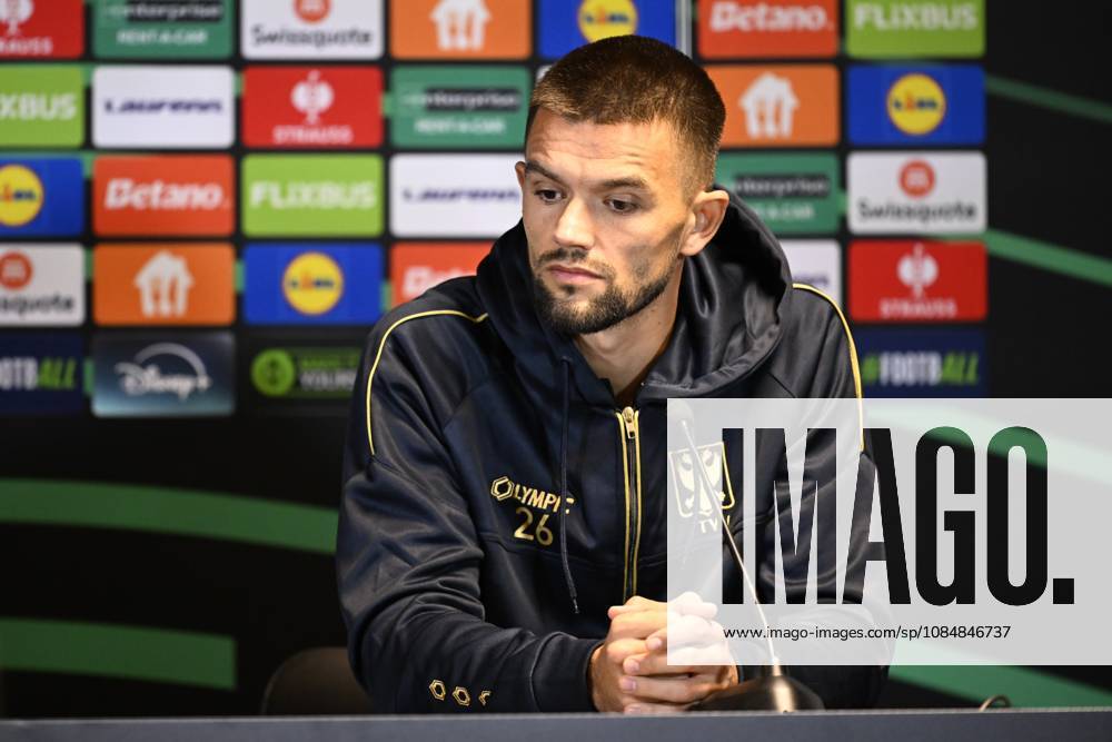 FC Midtjylland v Sint-Truidense VV - UEFA Conference League Media Activities 21 10 2026 HERNING, DENMARK - OCTOBER 21 : Musliu Visar defender of Sint-Truidense VV speaking with the media during a pre-match press conference, PK, Pressekonferenz ahead of the UEFA Conference League 2026 27 League Phase matchday 2 match between FC Midtjylland and Sint-Truidense VV on October 21, 2026 in Herning, Denmark, 21 10 2026 Herning Denmark