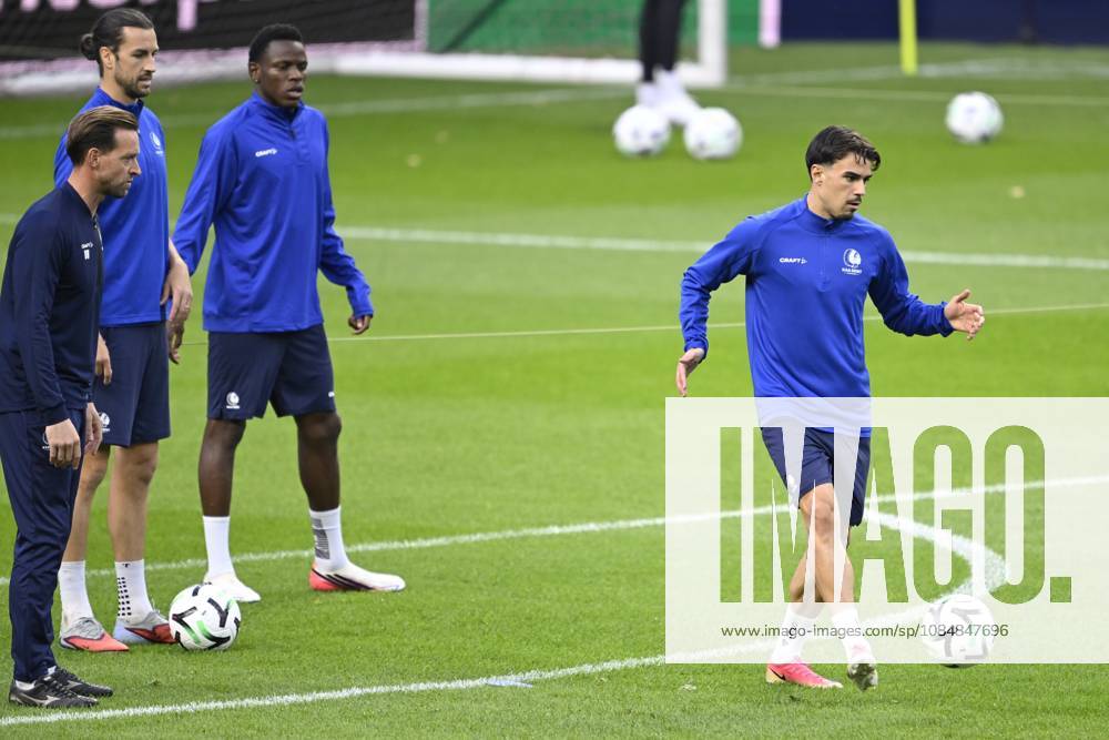 SC Braga v KAA Gent - UEFA Conference League Media Activities 21 10 2026 BRAGA, PORTUGAL - OCTOBER 21 : Tiago Alves Araujo Felipe defender of KAA Gent, Burgess Christian defender of KAA Gent and Goore Hyllarion Bi forward of KAA Gent pictured during a training session ahead of the UEFA Conference League 2026 27 League Phase matchday 2 match between SC Braga and KAA Gent on October 21, 2026 in Braga, Portugal, 21 10 2026 Braga Portugal