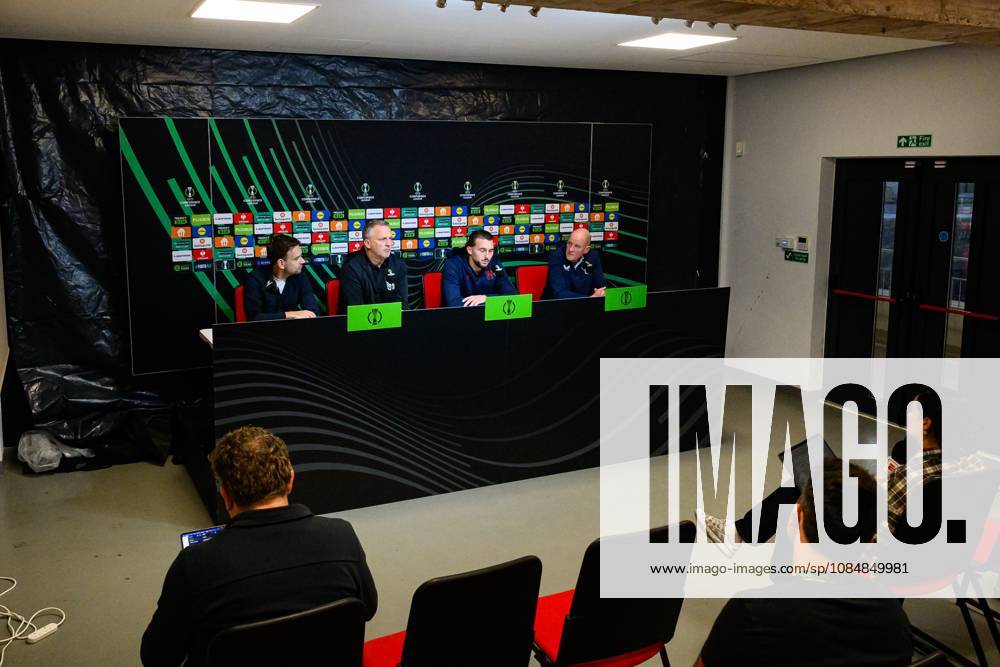 GIBRALTAR , 21 10-2026 , Europa Point stadium , season 2026 2027 , UEFA Conference League football , press conference, PK, Pressekonferenz FC Twente coach John van den Brom and FC Twente goalkeeper Joel Drommel Press conference Twente x208916334x