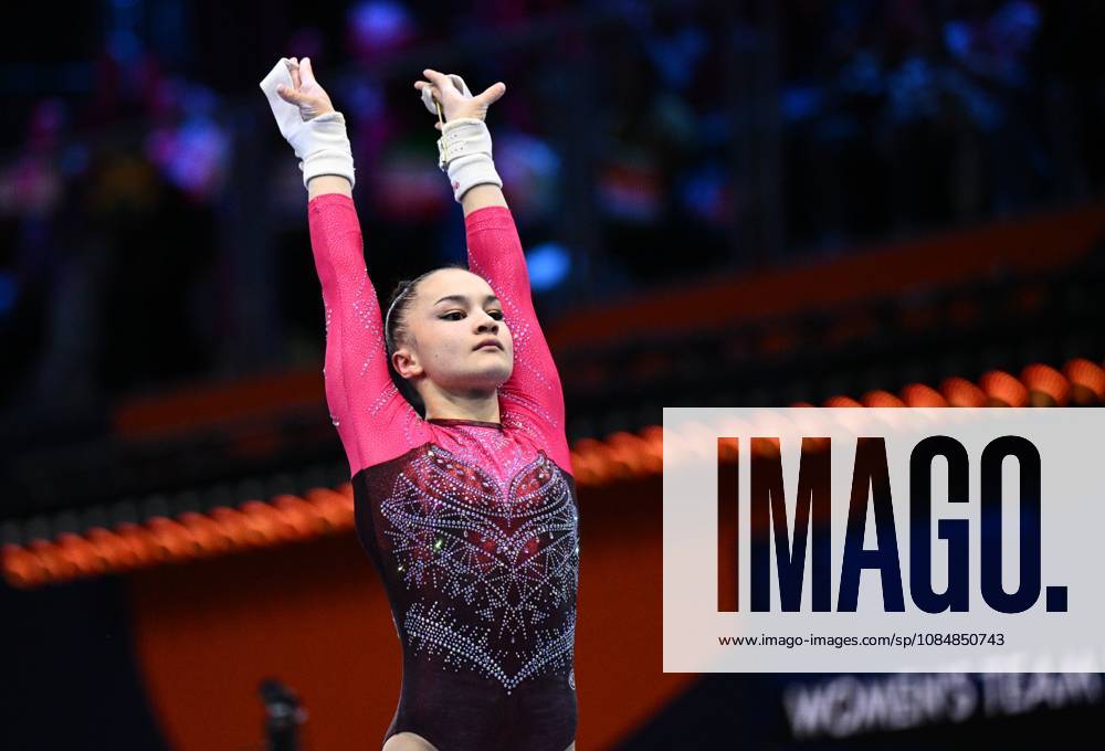 Netherlands Artistic Gymnastics World Championships 9270056 21.10.2026 Milana Kaiumova of Team World Gymnastics Neutral Athletes 2 competes on the uneven bars during the women s team final at the 2026 World Artistic Gymnastics Championships in Rotterdam, the Netherlands. Alexey Filippov Sputnik Rotterdam Netherlands