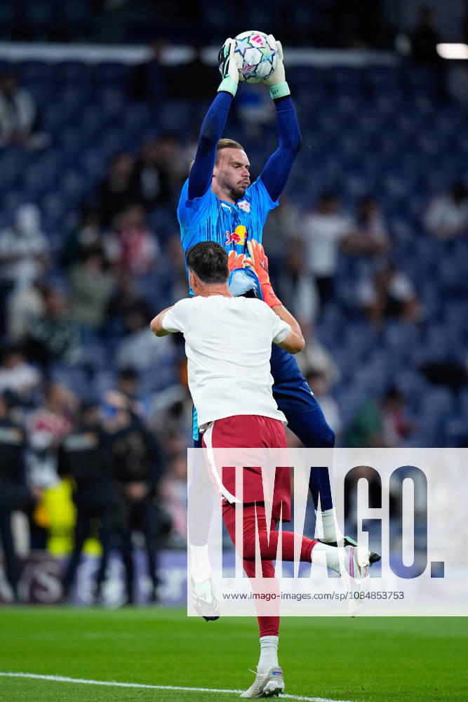 Maarten Vandevoordt of RB Leipzig warms up during the UEFA Champions League 2026 27 League Phase MD3 match between Real Madrid CF and RB Leipzig at Bernabeu stadium on October 21, 2026, in Madrid, Spain. Real Madrid CF V RB Leipzig - UEFA Champions League 2026 27 League Phase MD3 - ZUMAa181 20261021_zaa_a181_044
