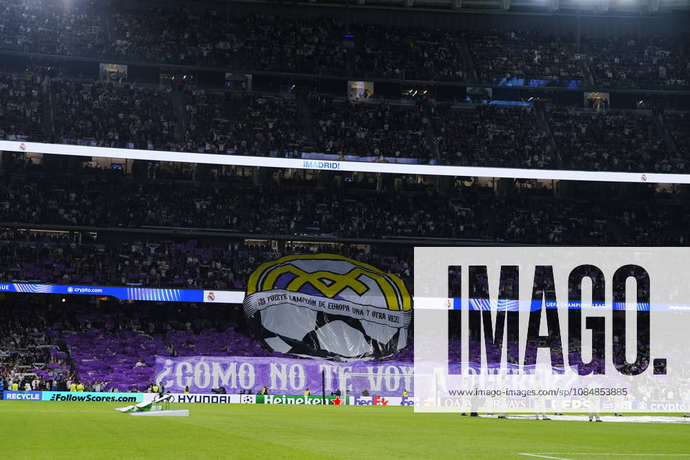 Real Madrid v RB Leipzig - UEFA Champions League 2026 27 League Phase MD3 MADRID, SPAIN - OCTOBER 21: Real Madrid fans make a choreography during the ceremony prior to the UEFA Champions League 2026 27 League Phase MD3 match between Real Madrid and RB Leipzig at Santiago Bernabeu Stadium on October 21, 2026 in Madrid, Spain. Madrid Santiago Bernabeu Spain