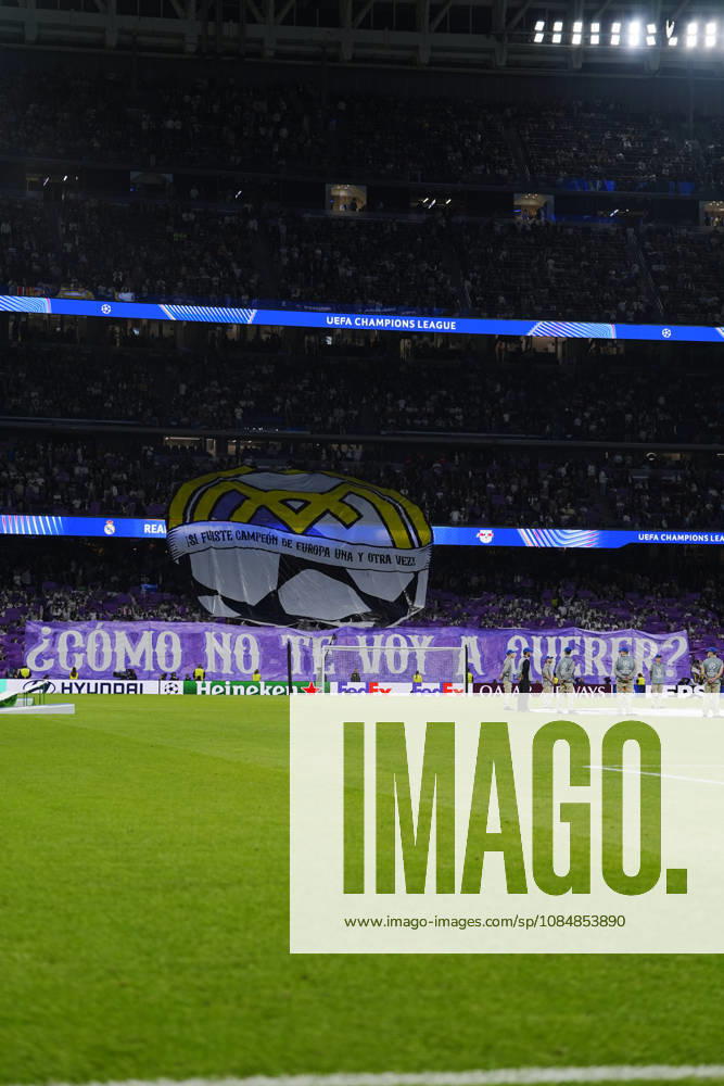 Real Madrid v RB Leipzig - UEFA Champions League 2026 27 League Phase MD3 MADRID, SPAIN - OCTOBER 21: Real Madrid fans make a choreography during the ceremony prior to the UEFA Champions League 2026 27 League Phase MD3 match between Real Madrid and RB Leipzig at Santiago Bernabeu Stadium on October 21, 2026 in Madrid, Spain. Madrid Santiago Bernabeu Spain