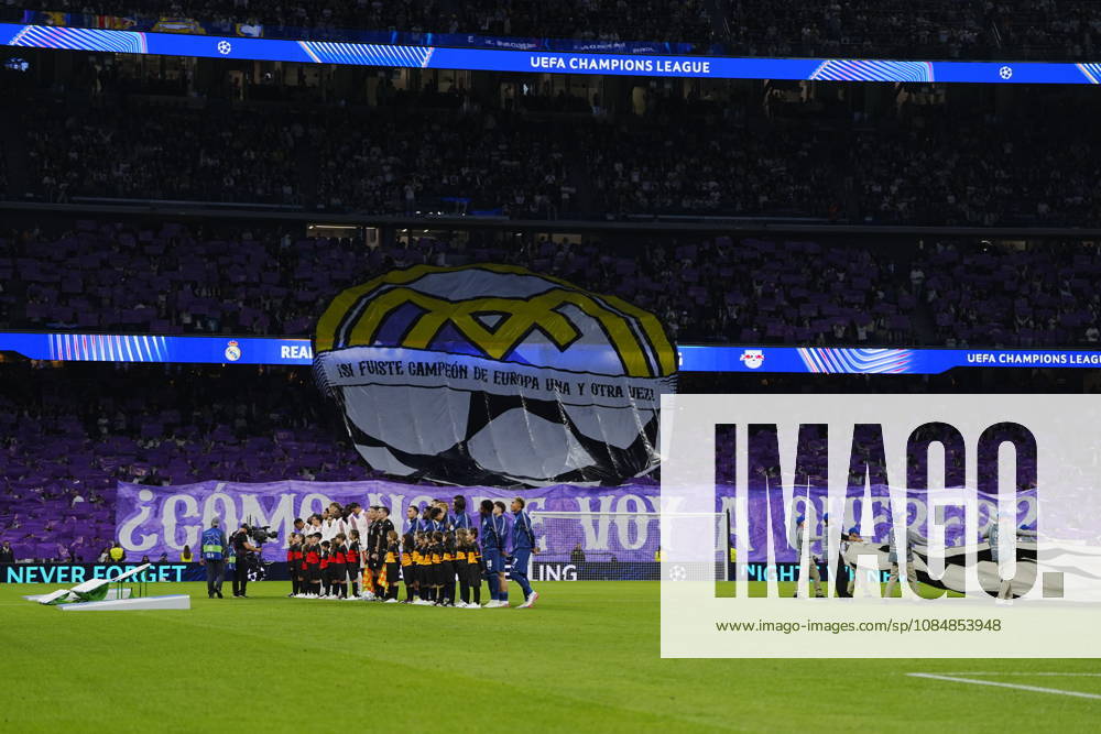 Real Madrid v RB Leipzig - UEFA Champions League 2026 27 League Phase MD3 MADRID, SPAIN - OCTOBER 21: Real Madrid fans make a choreography during the ceremony prior to the UEFA Champions League 2026 27 League Phase MD3 match between Real Madrid and RB Leipzig at Santiago Bernabeu Stadium on October 21, 2026 in Madrid, Spain. Madrid Santiago Bernabeu Spain