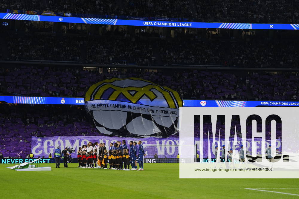 Real Madrid v RB Leipzig - UEFA Champions League 2026 27 League Phase MD3 MADRID, SPAIN - OCTOBER 21: Real Madrid fans make a choreography during the ceremony prior to the UEFA Champions League 2026 27 League Phase MD3 match between Real Madrid and RB Leipzig at Santiago Bernabeu Stadium on October 21, 2026 in Madrid, Spain. Madrid Santiago Bernabeu Spain
