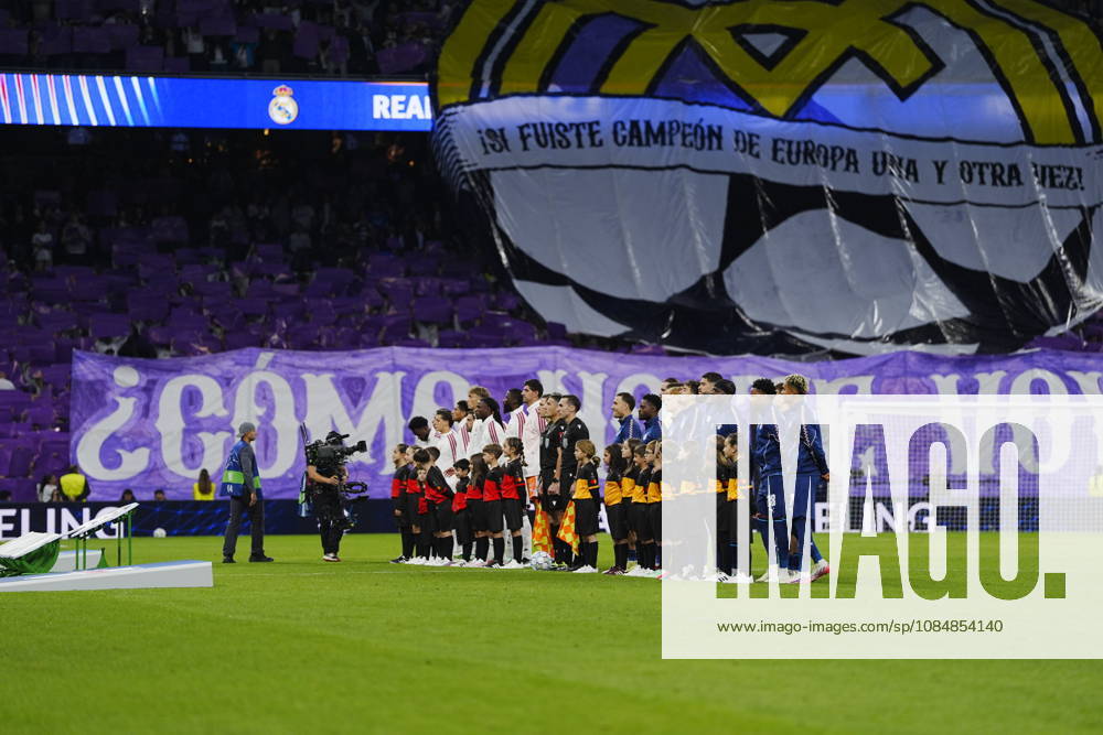 Real Madrid v RB Leipzig - UEFA Champions League 2026 27 League Phase MD3 MADRID, SPAIN - OCTOBER 21: Real Madrid fans make a choreography during the ceremony prior to the UEFA Champions League 2026 27 League Phase MD3 match between Real Madrid and RB Leipzig at Santiago Bernabeu Stadium on October 21, 2026 in Madrid, Spain. Madrid Santiago Bernabeu Spain