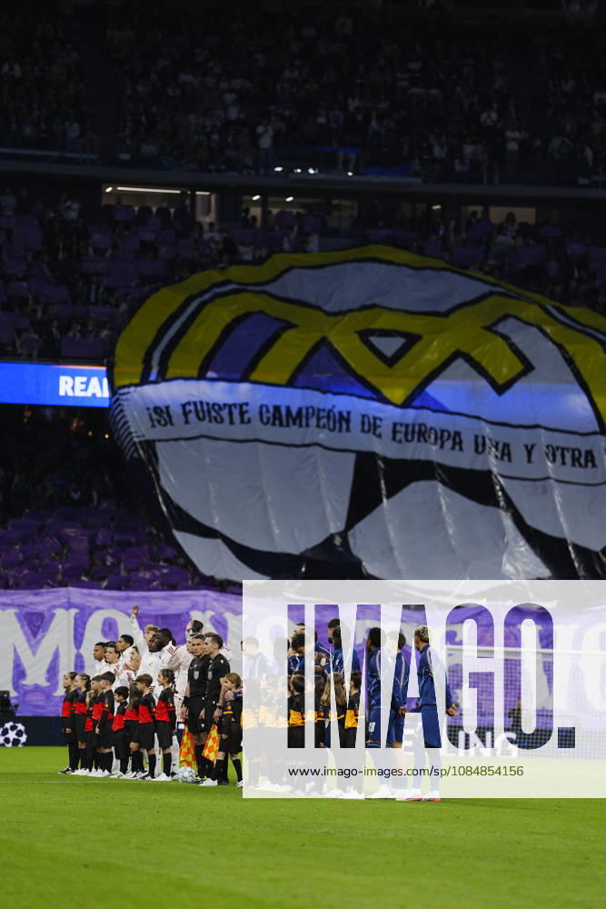 Real Madrid v RB Leipzig - UEFA Champions League 2026 27 League Phase MD3 MADRID, SPAIN - OCTOBER 21: Real Madrid fans make a choreography during the ceremony prior to the UEFA Champions League 2026 27 League Phase MD3 match between Real Madrid and RB Leipzig at Santiago Bernabeu Stadium on October 21, 2026 in Madrid, Spain. Madrid Santiago Bernabeu Spain