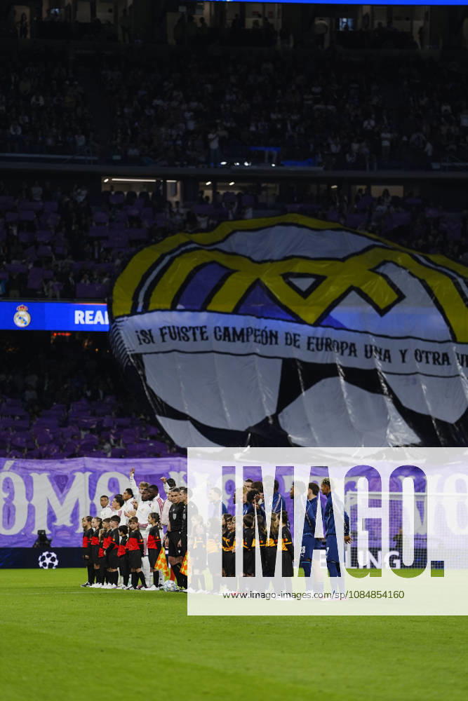 Real Madrid v RB Leipzig - UEFA Champions League 2026 27 League Phase MD3 MADRID, SPAIN - OCTOBER 21: Real Madrid fans make a choreography during the ceremony prior to the UEFA Champions League 2026 27 League Phase MD3 match between Real Madrid and RB Leipzig at Santiago Bernabeu Stadium on October 21, 2026 in Madrid, Spain. Madrid Santiago Bernabeu Spain