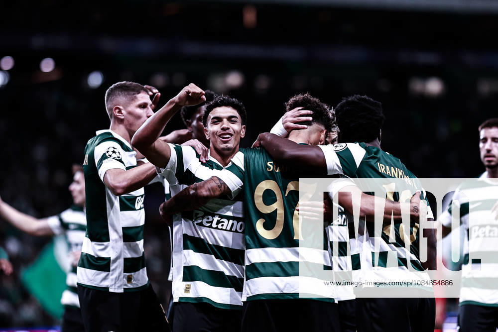 Luis Suarez of Sporting Clube de Portugal celebrates scoring his sides first goal of the match during the UEFA Champions League first round MD-3 football match between Sporting CP and Lask Linz, in Lisbon on October 21, 2026. Lisboa Portugal - ZUMAg283 20261021_zsp_g283_007