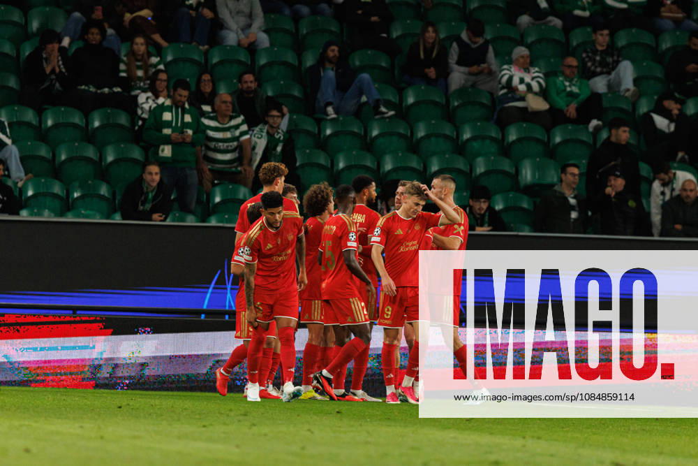 Christoph Lang celebrating after goal seen in football match between Sporting CP and LASK in UEFA Champions League 2026 27 at Estadio Josà Alvalade, Lisboa, Portugal (Luis Loureiro Ball Raw Images PT) Lisboa Estadio Josà Alvalade Portugal