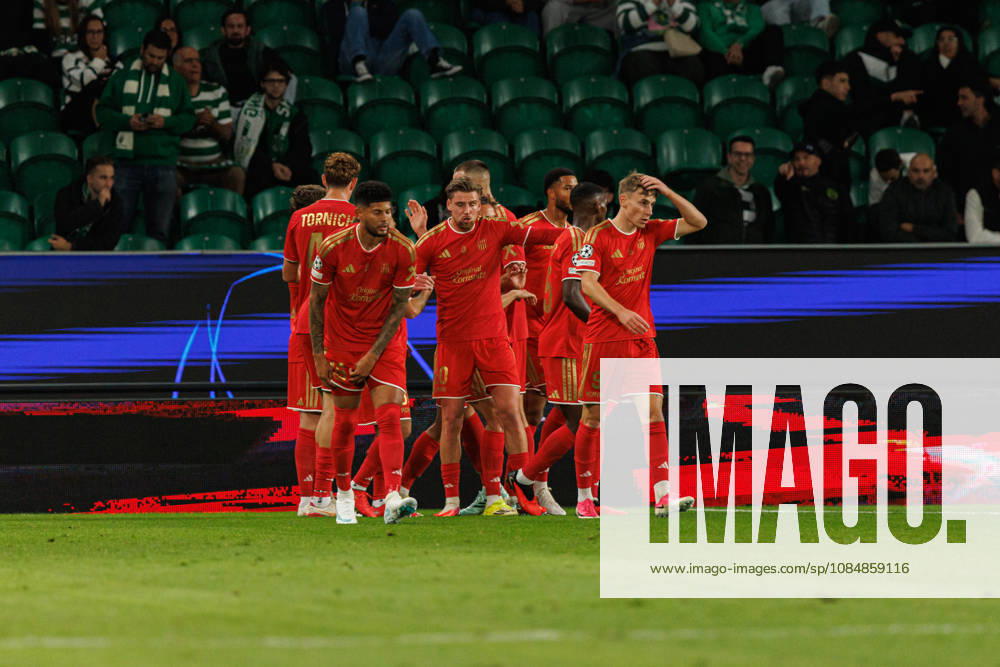 Christoph Lang celebrating after goal seen in football match between Sporting CP and LASK in UEFA Champions League 2026 27 at Estadio Josà Alvalade, Lisboa, Portugal (Luis Loureiro Ball Raw Images PT) Lisboa Estadio Josà Alvalade Portugal