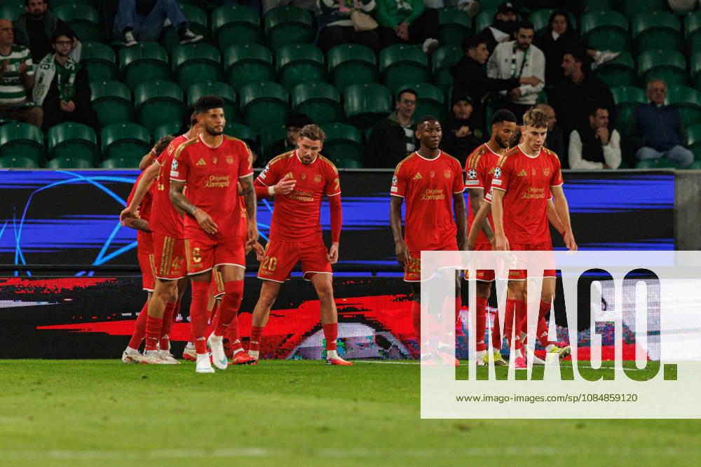 Christoph Lang celebrating after goal seen in football match between Sporting CP and LASK in UEFA Champions League 2026 27 at Estadio Josà Alvalade, Lisboa, Portugal (Luis Loureiro Ball Raw Images PT) Lisboa Estadio Josà Alvalade Portugal