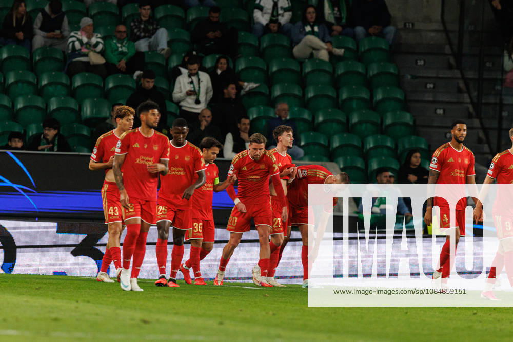 Christoph Lang celebrating after goal seen in football match between Sporting CP and LASK in UEFA Champions League 2026 27 at Estadio Josà Alvalade, Lisboa, Portugal (Luis Loureiro Ball Raw Images PT) Lisboa Estadio Josà Alvalade Portugal