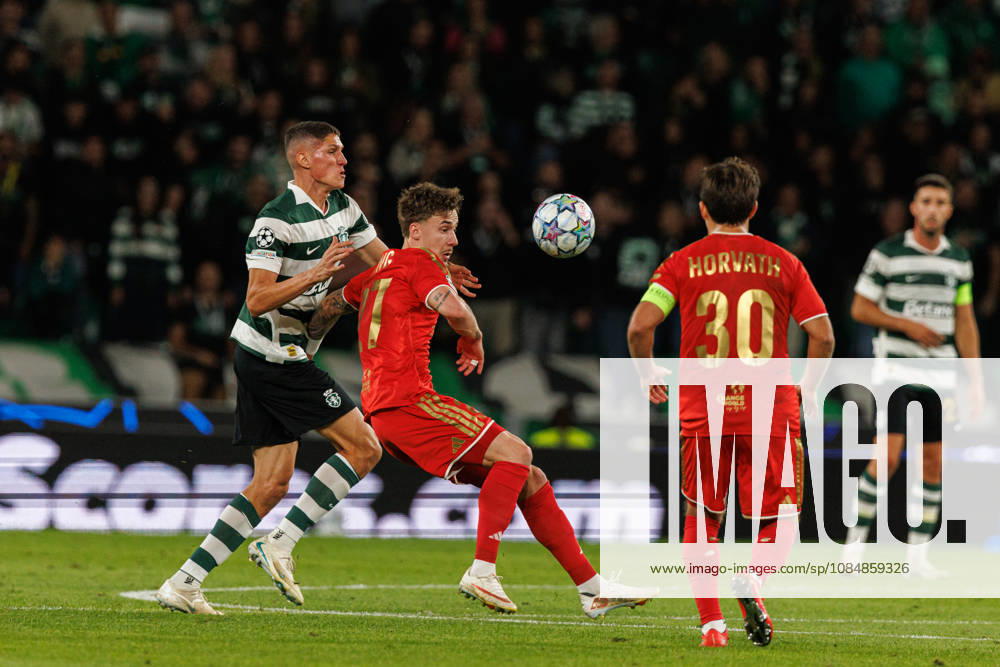 Sergi Altimira and Christoph Lang seen in football match between Sporting CP and LASK in UEFA Champions League 2026 27 at Estadio Josà Alvalade, Lisboa, Portugal (Luis Loureiro Ball Raw Images PT) Lisboa Estadio Josà Alvalade Portugal