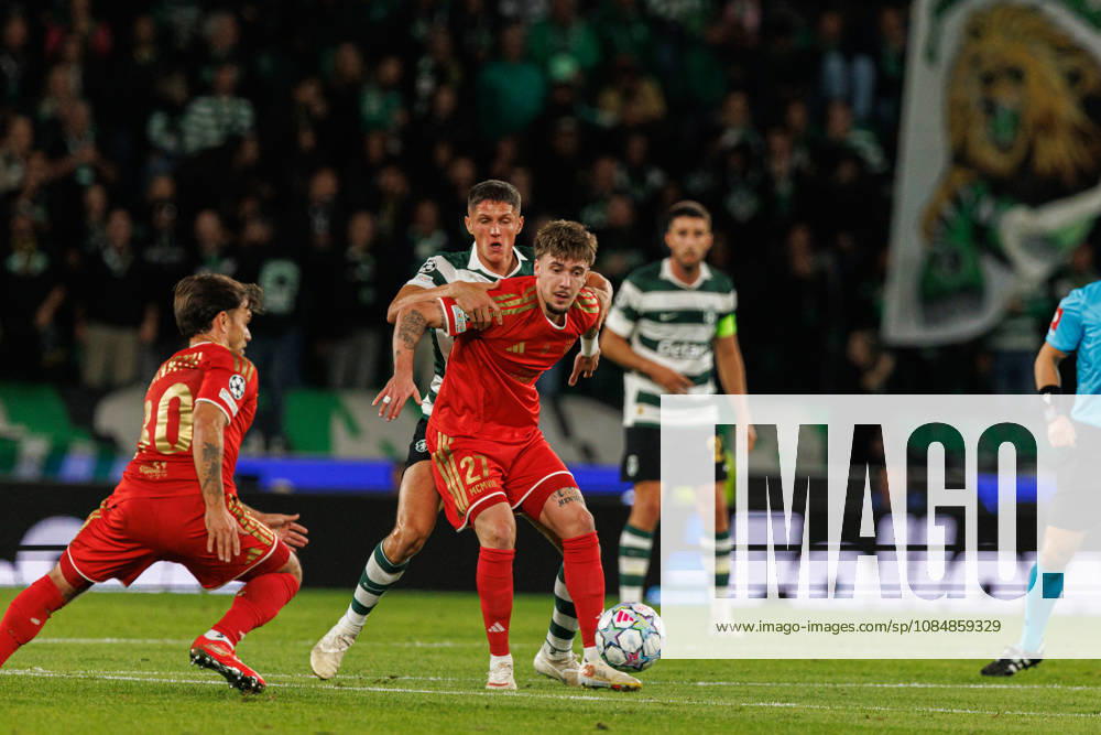 Christoph Lang and Sergi Altimira seen in football match between Sporting CP and LASK in UEFA Champions League 2026 27 at Estadio Josà Alvalade, Lisboa, Portugal (Luis Loureiro Ball Raw Images PT) Lisboa Estadio Josà Alvalade Portugal