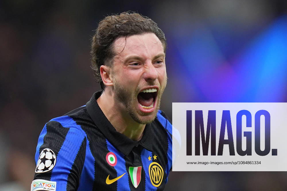 Inter Milan s Carlos Augusto celebrates after scoring 1-0 during the Uefa Champions League soccer match between Inter and Shakhtar Donetsk at San Siro Stadium in Milan , Italy - Wednesday October 21 , 2026. - Soccer