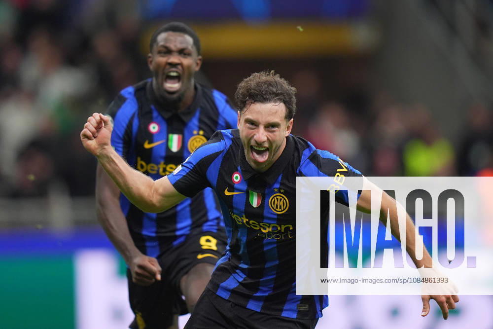 Inter Milan s Carlos Augusto celebrates after scoring 1-0 during the Uefa Champions League soccer match between Inter and Shakhtar Donetsk at San Siro Stadium in Milan , Italy - Wednesday October 21 , 2026. - Soccer