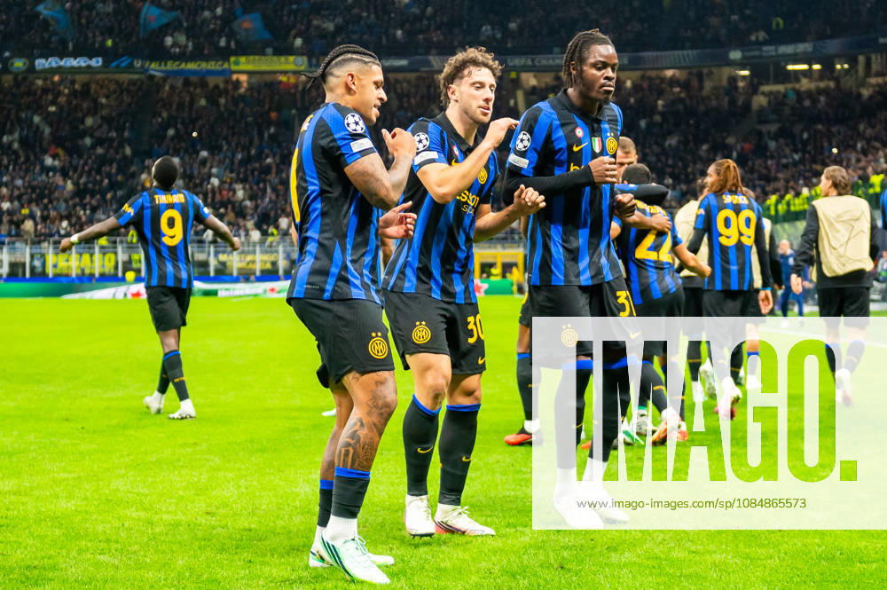 Internazionale Milano Carlos Augusto celebrates his goal during UEFA Champions League 2026 27 league phase game between Internazionale Milano and FC Shakhtar Donetsk (Gleb Soboliev Ball Raw Images) Milan San Siro Italy