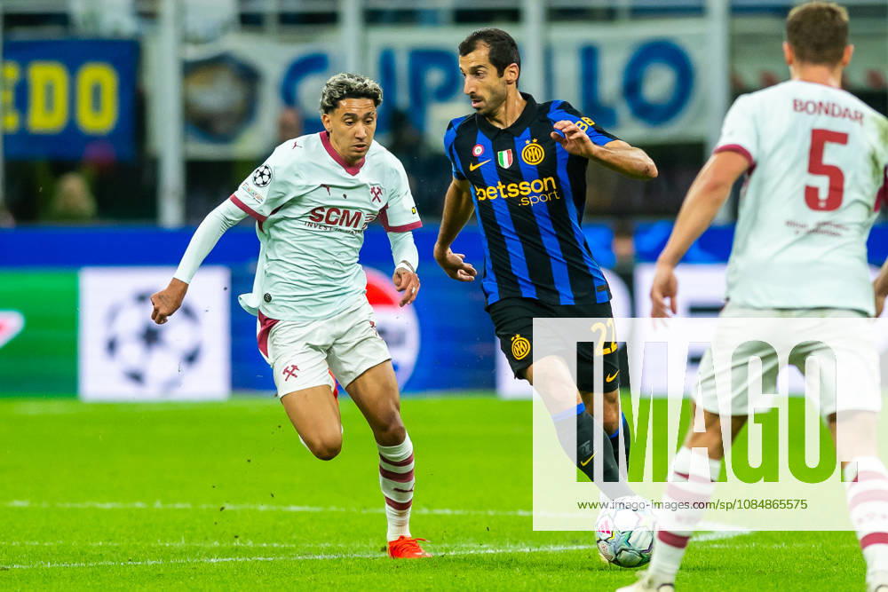Marlon Gomes Henrikh Mkhitaryan seen during UEFA Champions League 2026 27 league phase game between Internazionale Milano and FC Shakhtar Donetsk (Gleb Soboliev Ball Raw Images) Milan San Siro Italy
