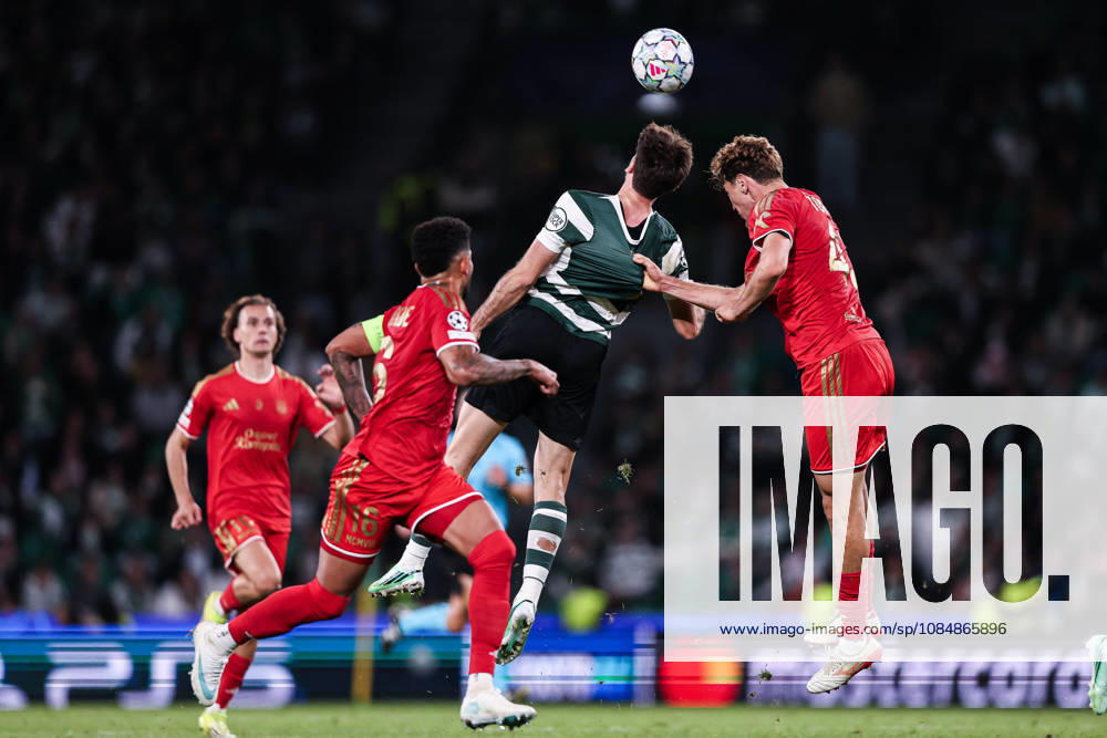 Fotis Ioannidis of Sporting CP heads the ball during the UEFA Champions League first round MD-3 football match between Sporting CP and Lask Linz, in Lisbon on October 21, 2026. Sporting CP X Lask Linz - UEFA Champions League 2026 27 League Phase MD3 - ZUMAg283 20261021_zsp_g283_025
