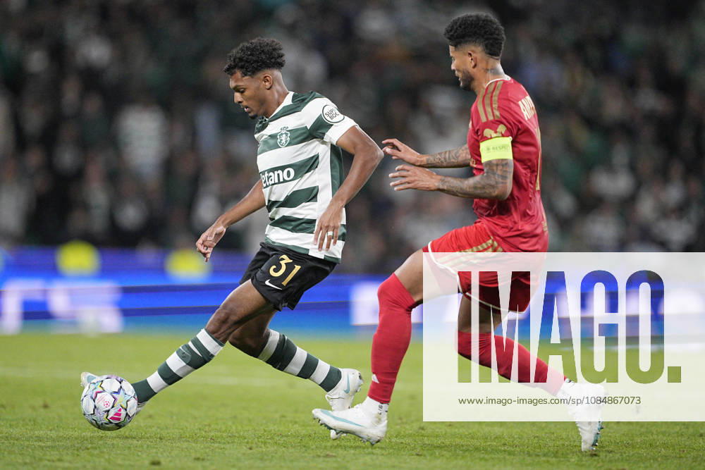 Luis Guilherme of Sporting CP passes the ball during the UEFA Champions League 2026 27 League Phase MD3 match between Sporting Club de Portugal and LASK at Estadio Jose Alvalade on October 21, 2026 in Lisbon, Portugal (Photo by Pedro Loureiro Sports Press Photo SPP)