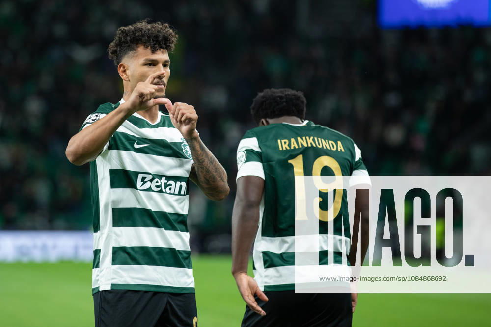 Sporting forward from Colombia LUIS SUAREZ (97) celebrating after scoring a goal during the game for the League Phase for the UEFA Champions League between Sporting and LASK Linz at Estadio Jose de Alvalade Soccer 2026: Sporting 2:3 LASK Linz - ZUMAs359 20261021_zsp_s359_060