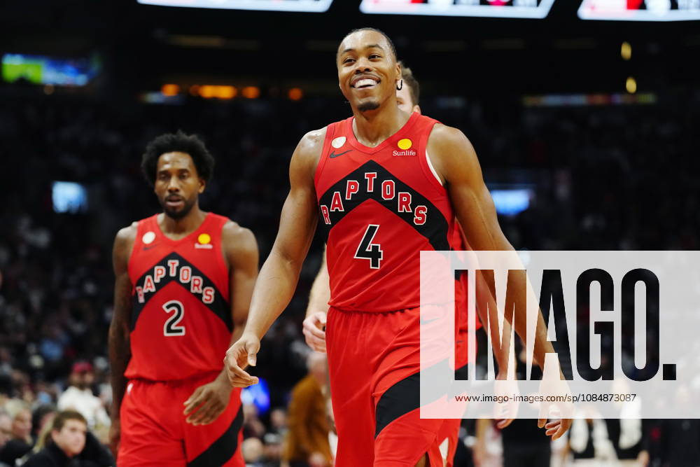 Toronto Raptors Scottie Barnes (4) smiles as he walks off the court at the end of first half NBA, Basketball Herren, USA basketball action against the Chicago Bulls in Toronto on Wednesday, Oct. 21, 2026. Canada News - October 21, 2026 - ZUMAc35_ 20261021_zaf_c35_329