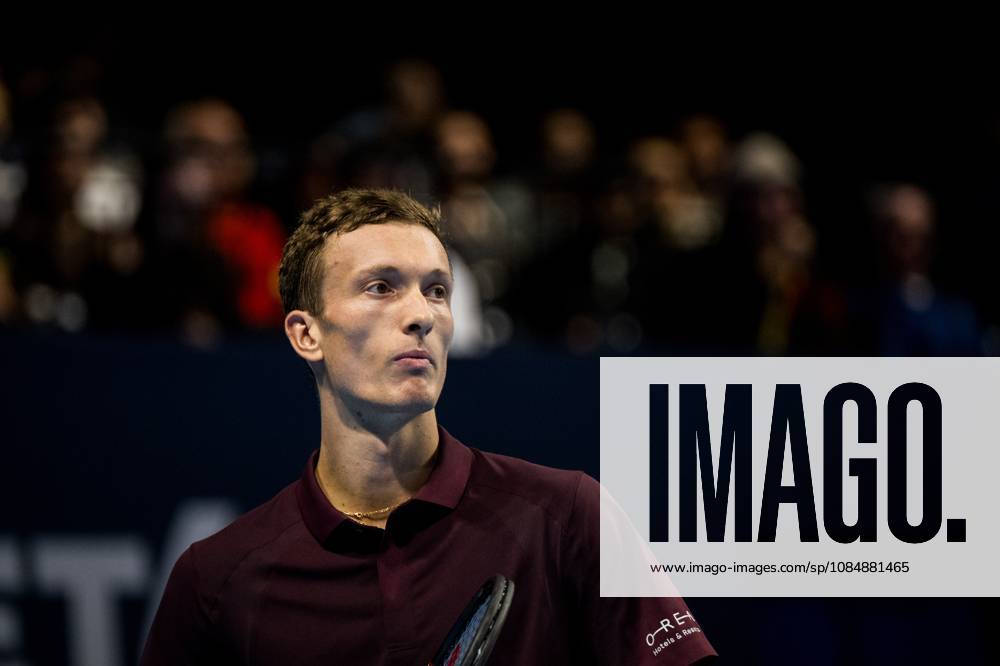Jiri Lehecka of the Czech Republic pictured in action during the European Open ATP, Tennis Herren tennis tournament in Brussels, on Thursday 22 October. This year s edition of the tournament is taking place from 17 to 25 October JASPERxJACOBS x190644603x