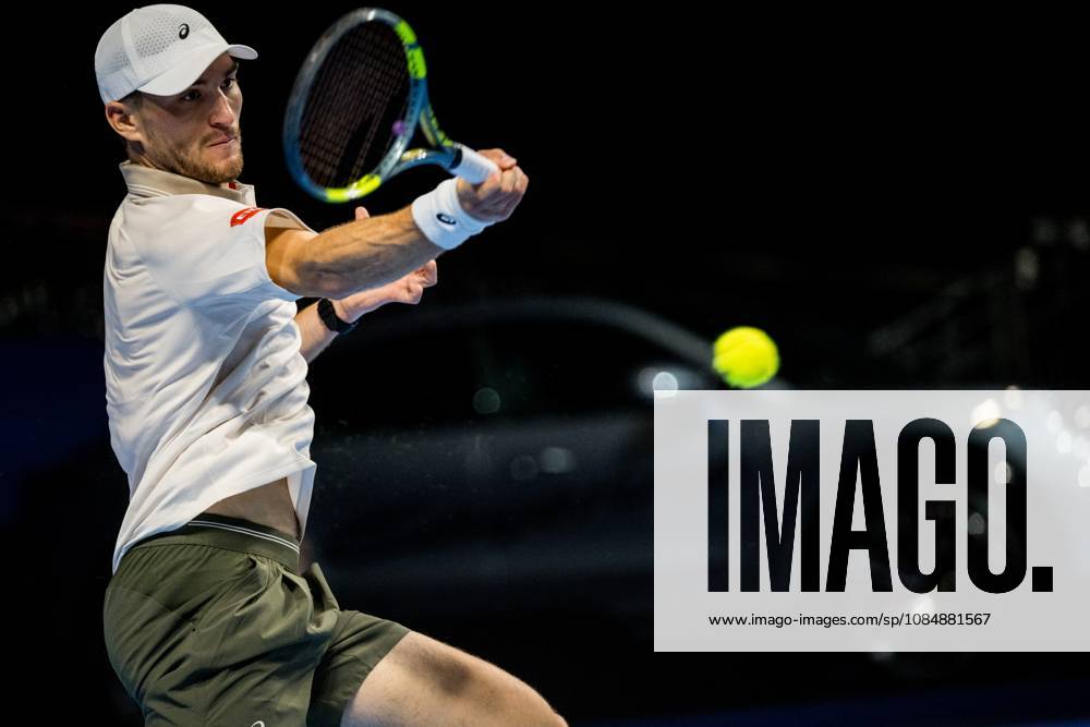 Raphael Collignon of Belgium pictured in action during the European Open ATP, Tennis Herren tennis tournament in Brussels, on Thursday 22 October. This year s edition of the tournament is taking place from 17 to 25 October JASPERxJACOBS x190644702x