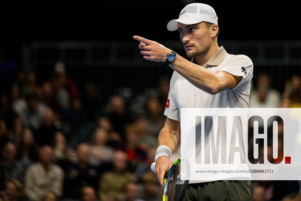 Raphael Collignon of Belgium pictured in action during the European Open ATP, Tennis Herren tennis tournament in Brussels, on Thursday 22 October. This year s edition of the tournament is taking place from 17 to 25 October JASPERxJACOBS x190644715x