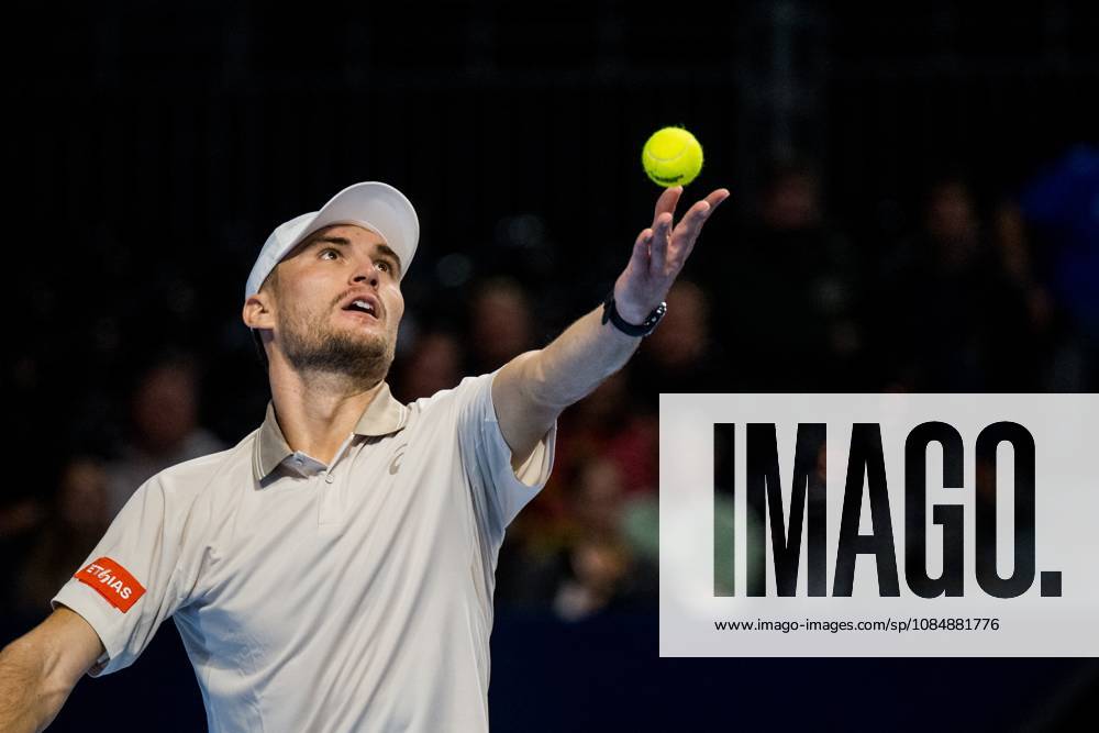 Raphael Collignon of Belgium pictured in action during the European Open ATP, Tennis Herren tennis tournament in Brussels, on Thursday 22 October. This year s edition of the tournament is taking place from 17 to 25 October JASPERxJACOBS x190644737x