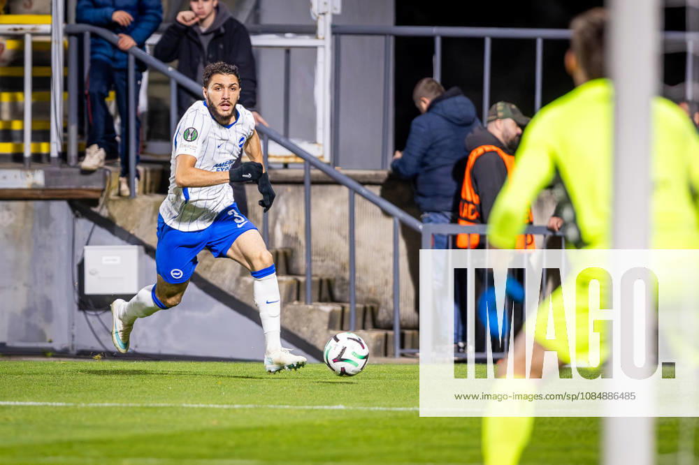 JABLONEC - BRIGHTON Jaouen Hadjam of Brighton during the matchday 2 of League phase round of UEFA Conference league football match between FK Jablonec and Brighton and Hove Albion at Stadion Strelnice. Jablonec nad Nisou, Czechia, October 22, 2026. Photo by Branislav Racko