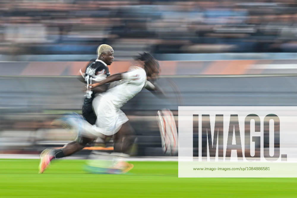SOCCER - UEFA EL, Sturm vs Marseille GRAZ,AUSTRIA,22.OCT.26 - SOCCER - UEFA Europa League, SK Sturm Graz vs Olympique de Marseille. Image shows Oumar Diakite (Sturm) and Bamo Meite (Marseille). GEPAxpictures Retkoceri
