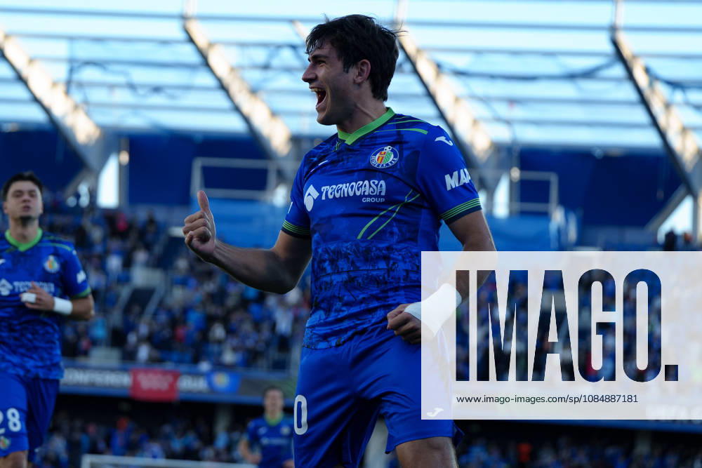 Ivan Azon celebrating after scoring goal seen during UEFA Conference League 2026 27 League Phase, matchday 3 between Getafe CF and FC Lugano (Marta Lopez Ball Raw Images) Getafe Stadio Coliseum Spain