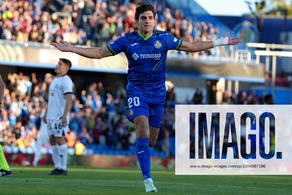 Ivan Azon celebrating after scoring goal seen during UEFA Conference League 2026 27 League Phase, matchday 3 between Getafe CF and FC Lugano (Marta Lopez Ball Raw Images) Getafe Stadio Coliseum Spain