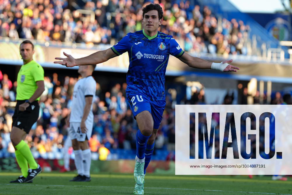 Ivan Azon celebrating after scoring goal seen during UEFA Conference League 2026 27 League Phase, matchday 3 between Getafe CF and FC Lugano (Marta Lopez Ball Raw Images) Getafe Stadio Coliseum Spain