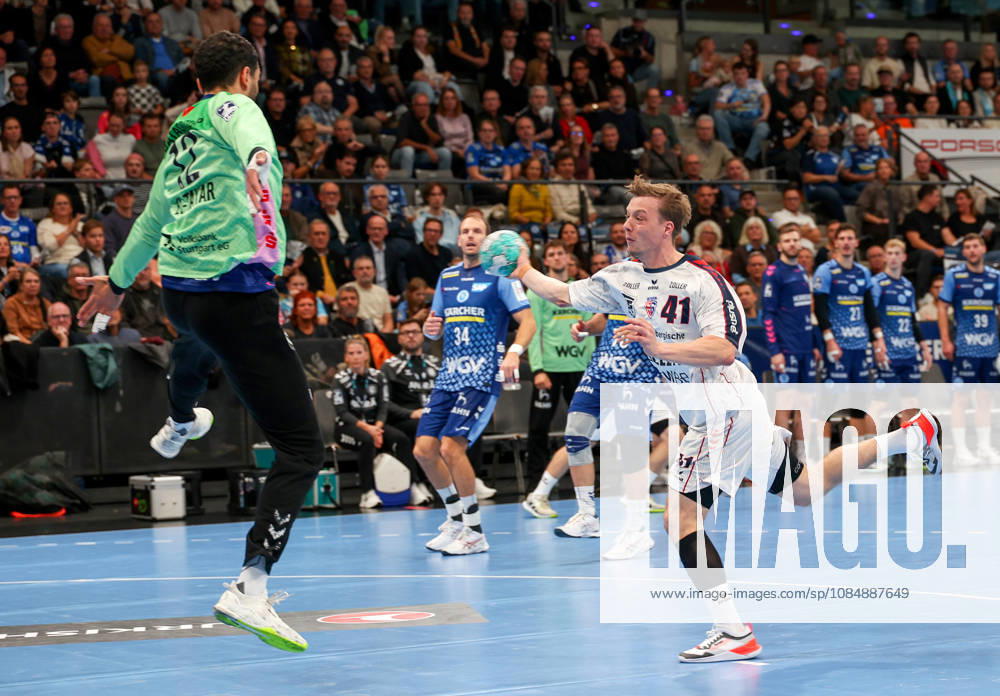 Deutschland, Stuttgart, Opel HBL, Bundesliga 2026 2027, TVB Stuttgart vs. SG BBM Bietigheim, v.l. Mohamed Essam Moustafa El-Tayar (TVB), Till Hermann (BBM)